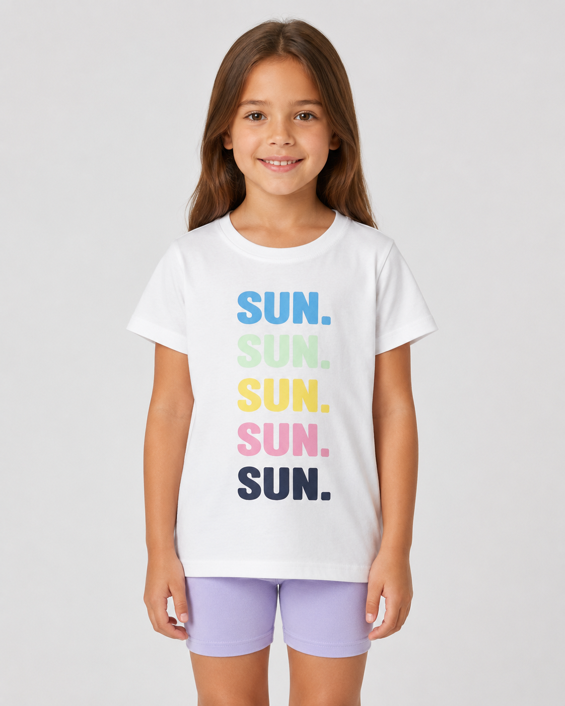 تیشرت دخترانه لوپیلو طرح SUN رنگ سفید