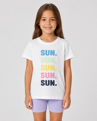 تیشرت دخترانه لوپیلو طرح SUN رنگ سفید
