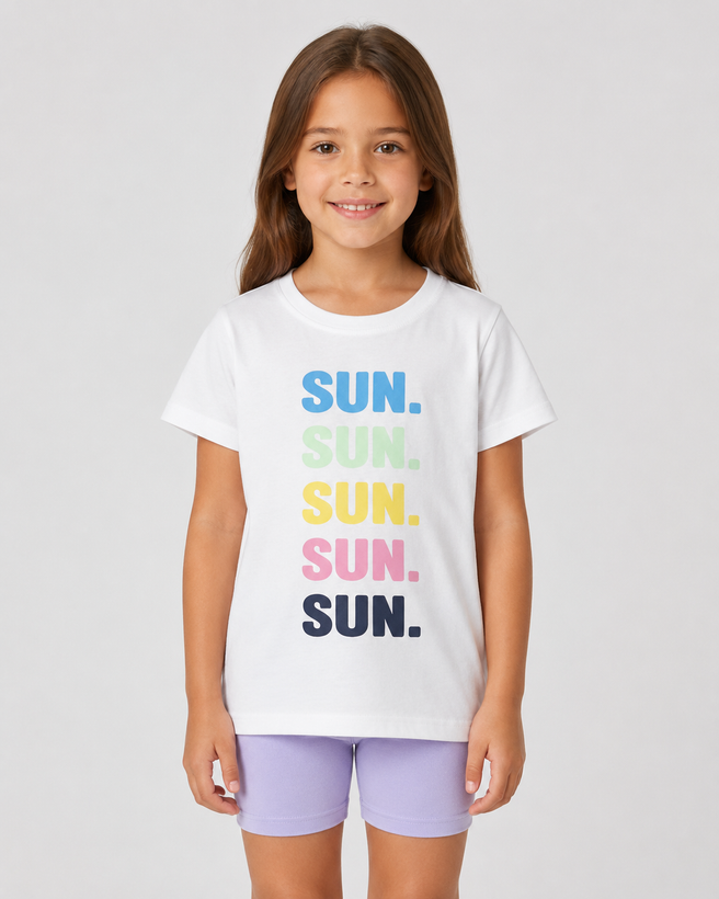 تیشرت دخترانه لوپیلو طرح SUN رنگ سفید