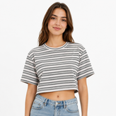 کراپ زنانه راهراه H&M آستین کوتاه