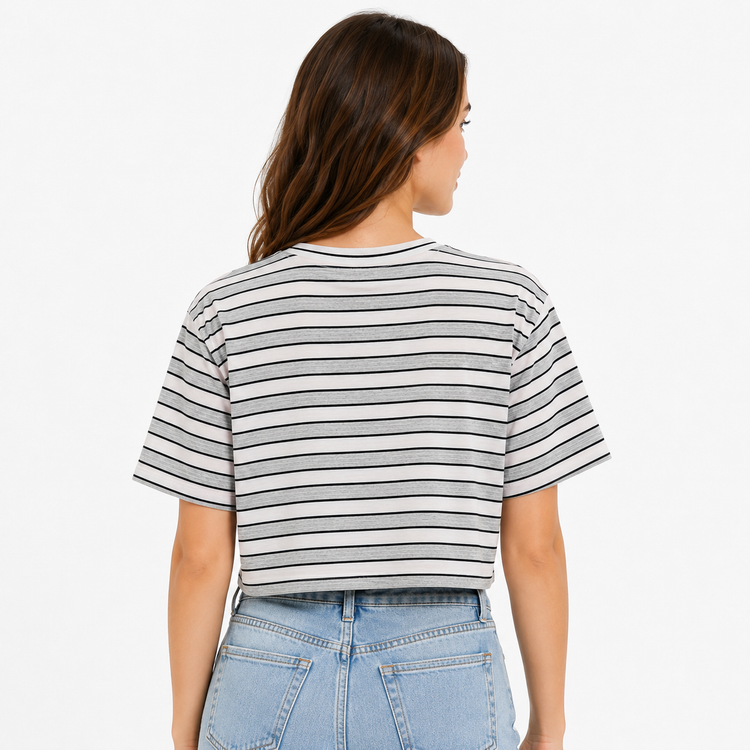 کراپ زنانه راهراه H&M آستین کوتاه