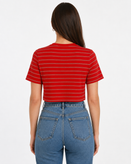 کراپ زنانه H&M قرمز راهراه سایز XL