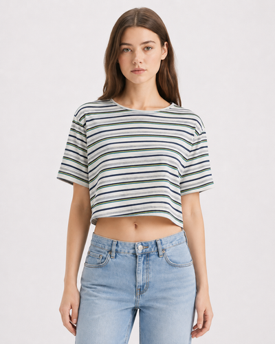 کراپ زنانه راهراه H&M چندرنگ