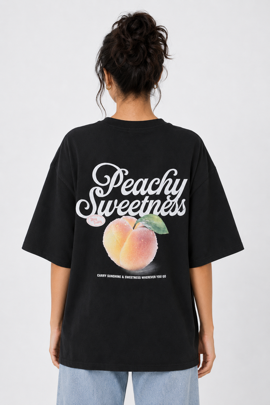 تیشرت سامر زنانه مشکی FB-SISTER مدل Peachy Sweetness